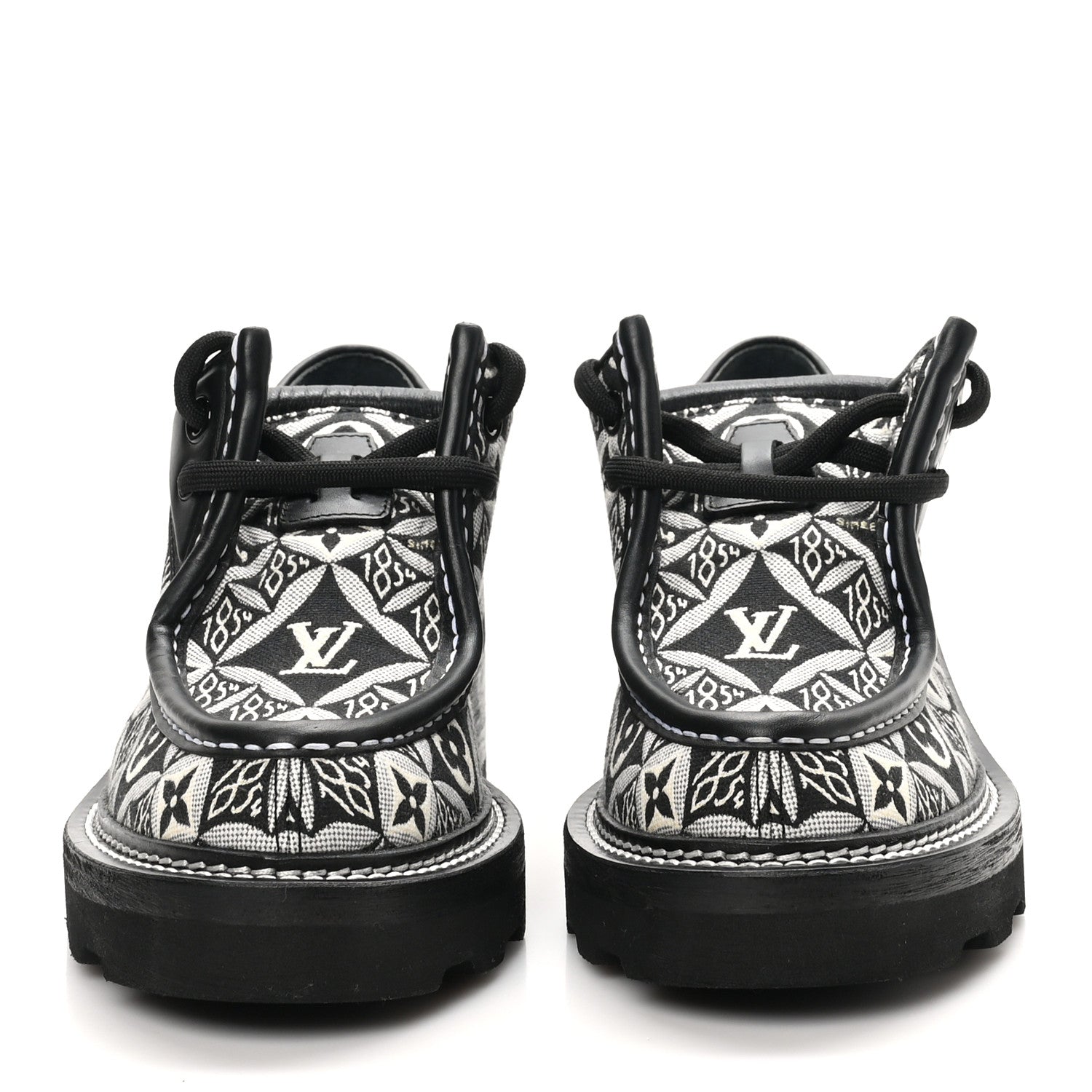 Louis Vuitton Jacquard Calfskin Since 1854 Beaubourg Platform Derby 37 Gray 3 of 9