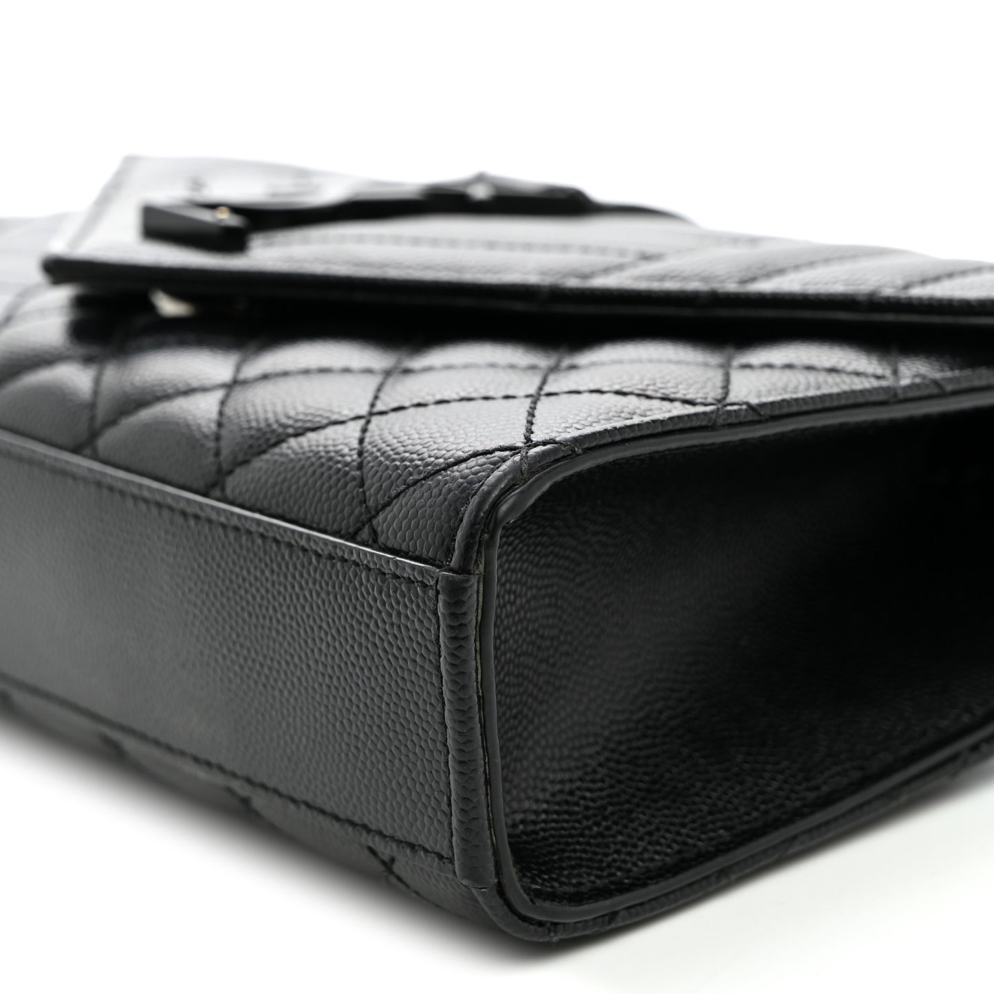 Grain De Poudre Textured Mixed Matelasse Triquilt Small Monogram Monochrome Satchel Black