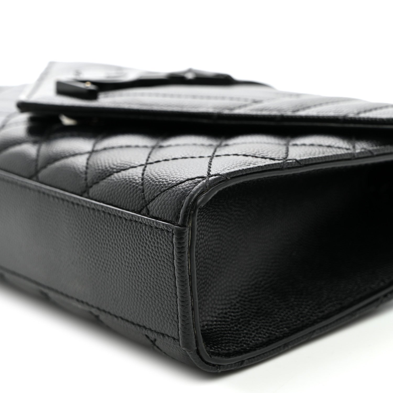 Saint Laurent Grain De Poudre Textured Mixed Matelasse Triquilt Small Monogram Monochrome Satchel Black 9 of 9
