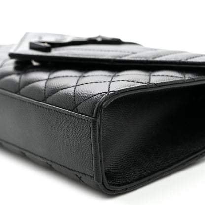 Saint Laurent Grain De Poudre Textured Mixed Matelasse Triquilt Small Monogram Monochrome Satchel Black 9 of 9