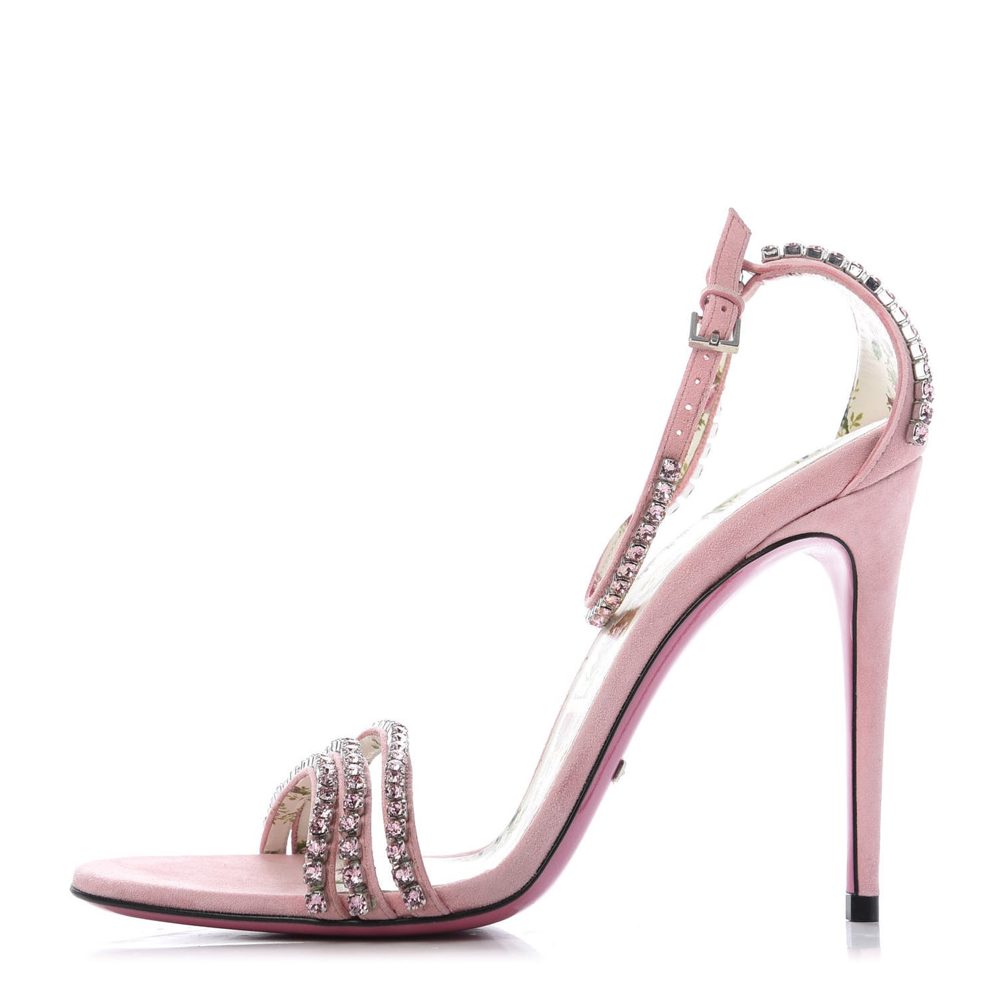 Kid Scamosciato Crystal Ankle Strap High Heel Sandals 38 Light Rose Light Peonia