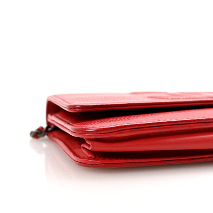 Chanel Caviar Timeless CC Wallet On Chain WOC Red 10 of 11
