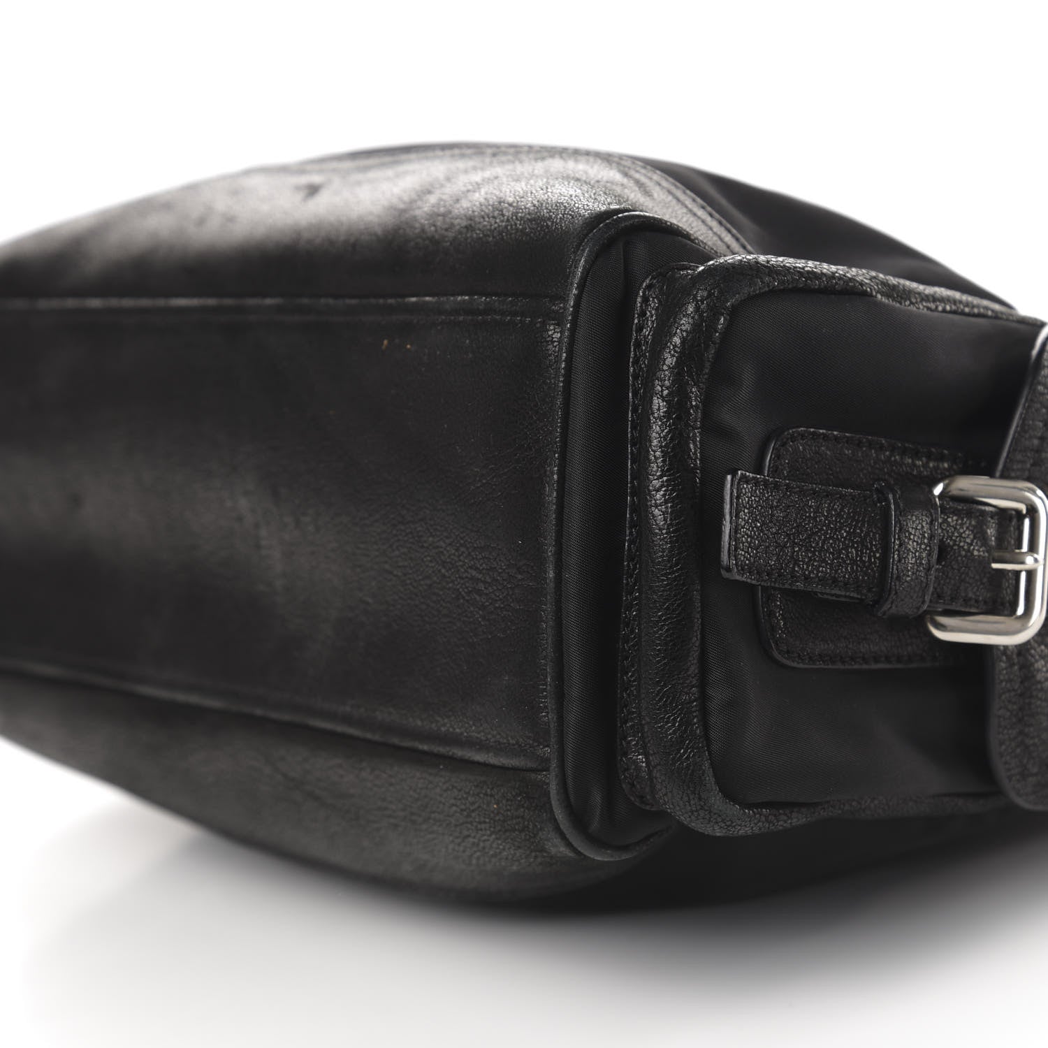 Prada Tessuto Nylon Calfskin Shoulder Bag Black 7 of 9