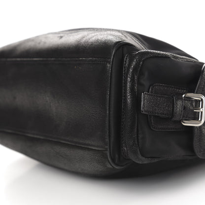 Prada Tessuto Nylon Calfskin Shoulder Bag Black 7 of 9