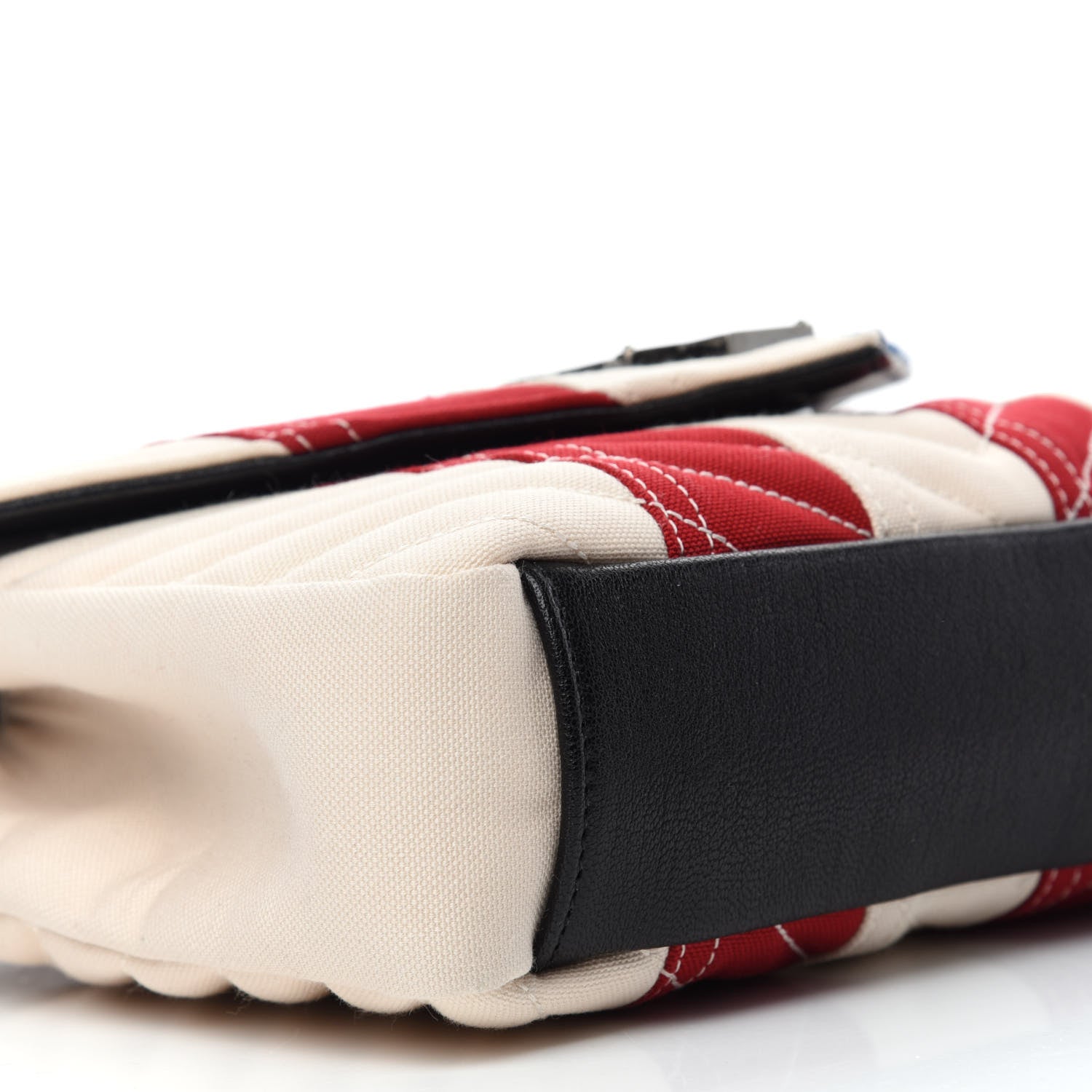 Saint Laurent Canvas Matelasse Chevron American Flag Monogram Medium College Bag Red Blue 10 of 11