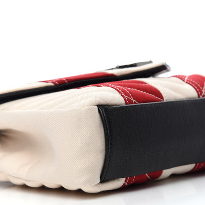 Saint Laurent Canvas Matelasse Chevron American Flag Monogram Medium College Bag Red Blue 10 of 11