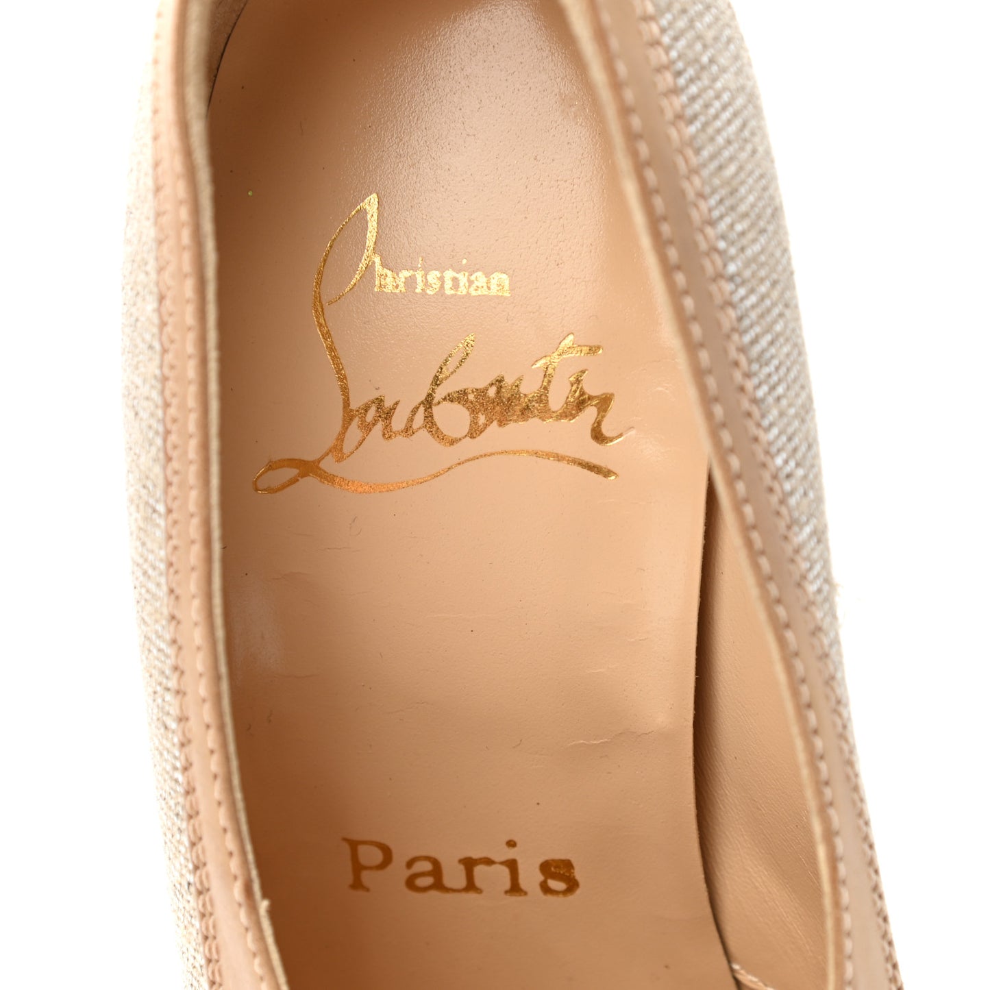 Canvas Calfskin Colorblock Pumps 35.5 Beige