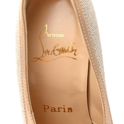 Christian Louboutin Canvas Calfskin Colorblock Pumps 35.5 Beige 9 of 12