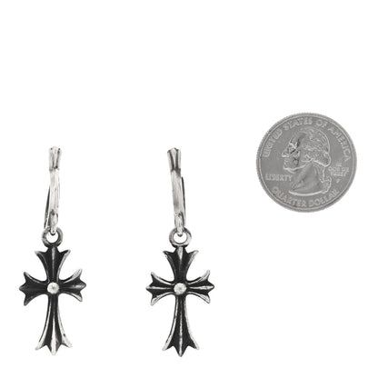 Chrome Hearts Sterling Silver Tiny CH Cross Hoop Drop Earrings 2 of 5
