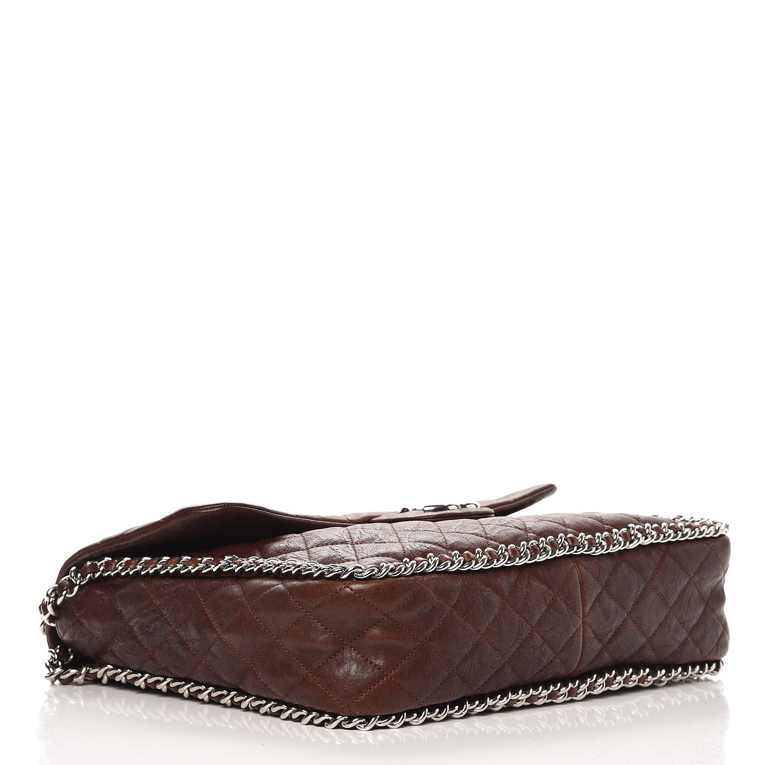 Chanel Crumpled Lambskin Quilted Maxi Chain Around Flap Dark Brown 4 of 12