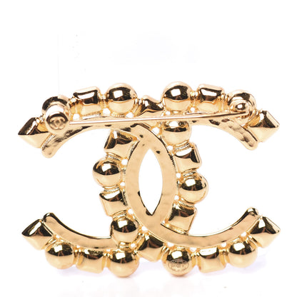Chanel Pearl Crystal CC Brooch Gold 3 of 5