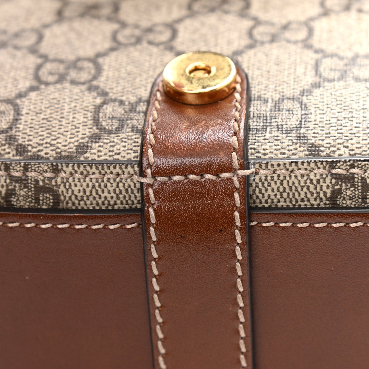GG Supreme Monogram Small Messenger Shoulder Bag Beige Cuir