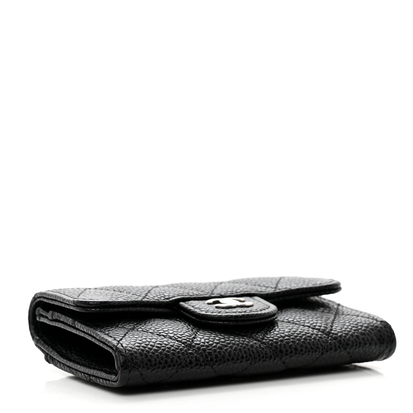 Caviar Quilted Flap Card Holder Black