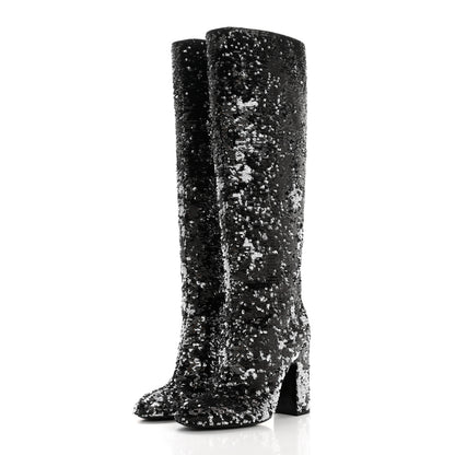 Louis Vuitton Sequin Donna High Boots 37 Black 3 of 8