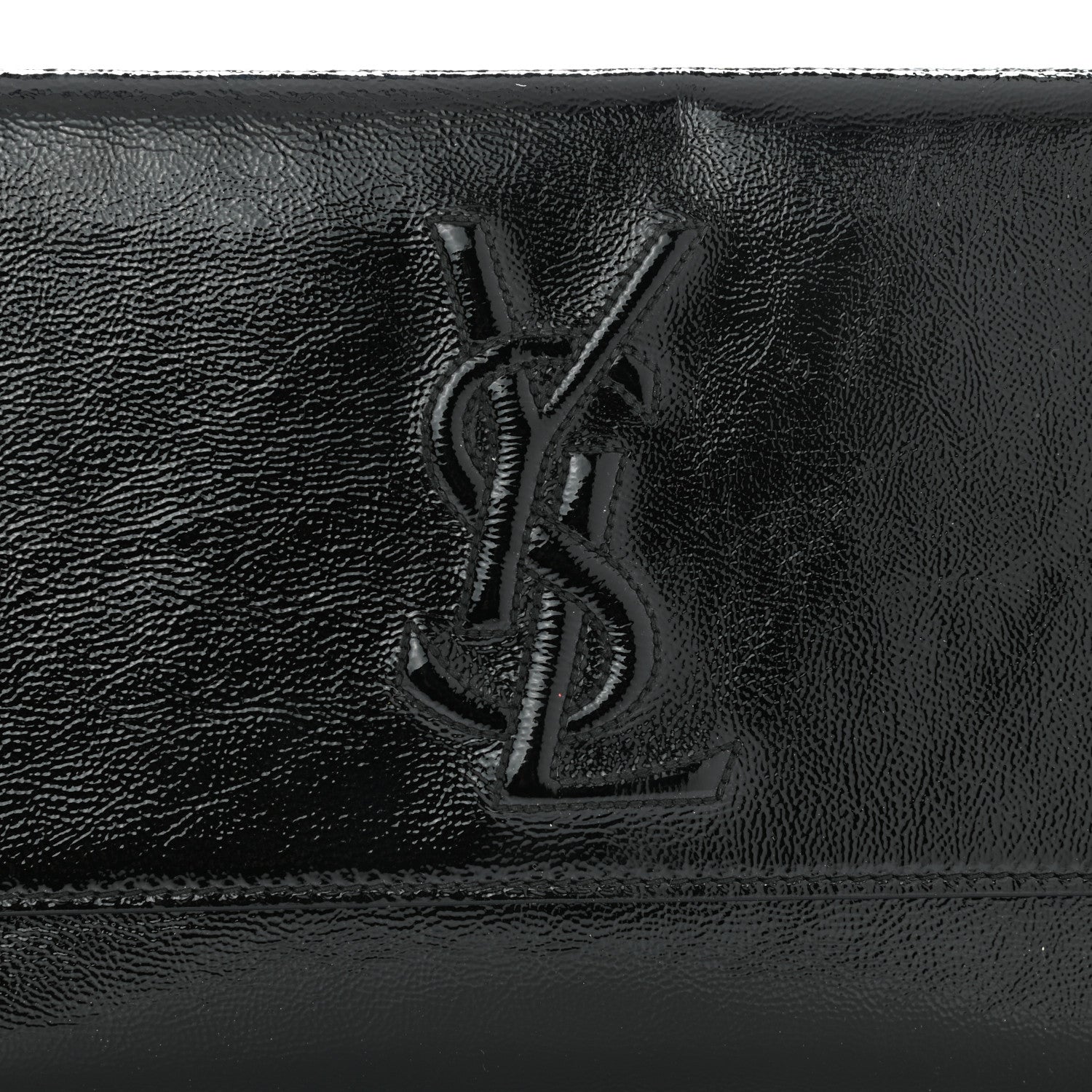 Saint Laurent Textured Patent Monogram Belle De Jour Clutch Black 6 of 8