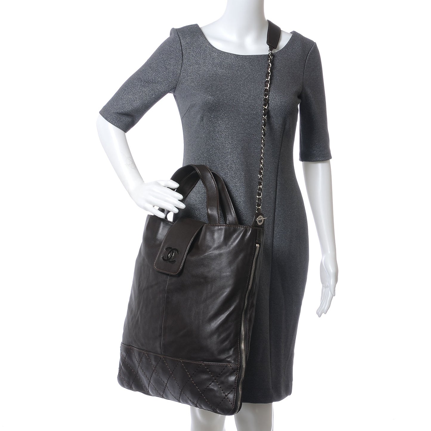 Calfskin Expandable Large Messenger Brown