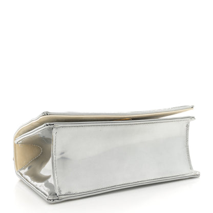 Christian Dior Metallic Patent Studded Small Diorama Flap Bag Silver 4 of 14
