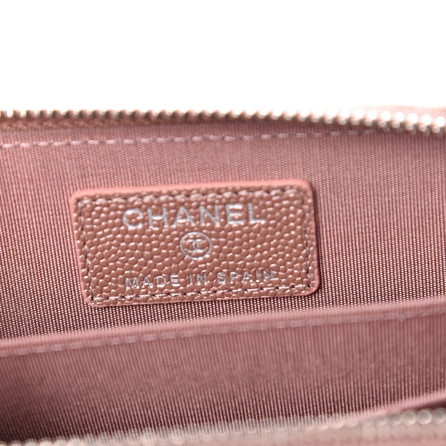 Chanel Metallic Caviar Chevron Quilted Vintage Mademoiselle Coin Purse Pink 6 of 8