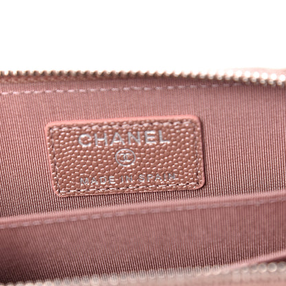 Chanel Metallic Caviar Chevron Quilted Vintage Mademoiselle Coin Purse Pink 6 of 8