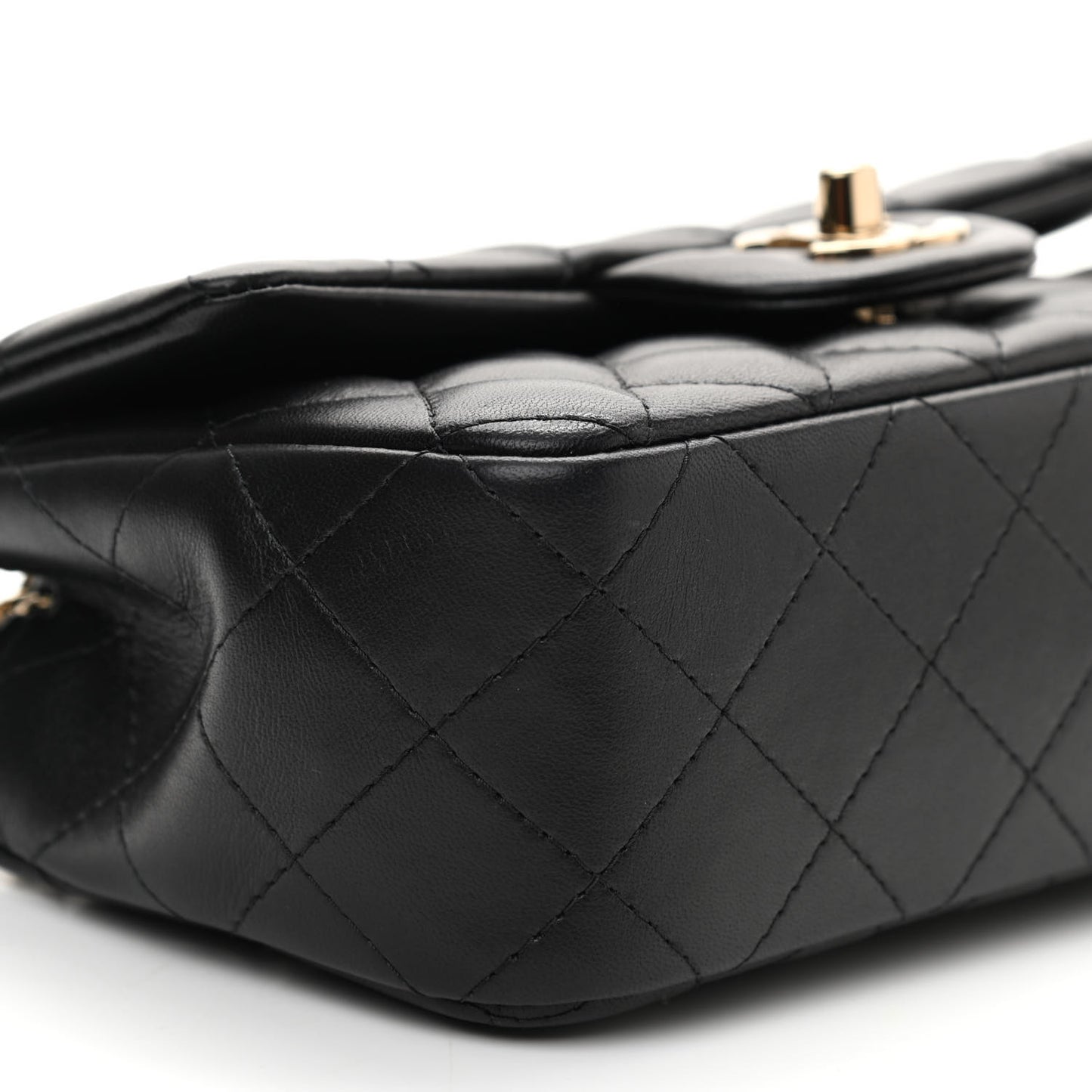 Lambskin Quilted Mini Rectangular Flap Black