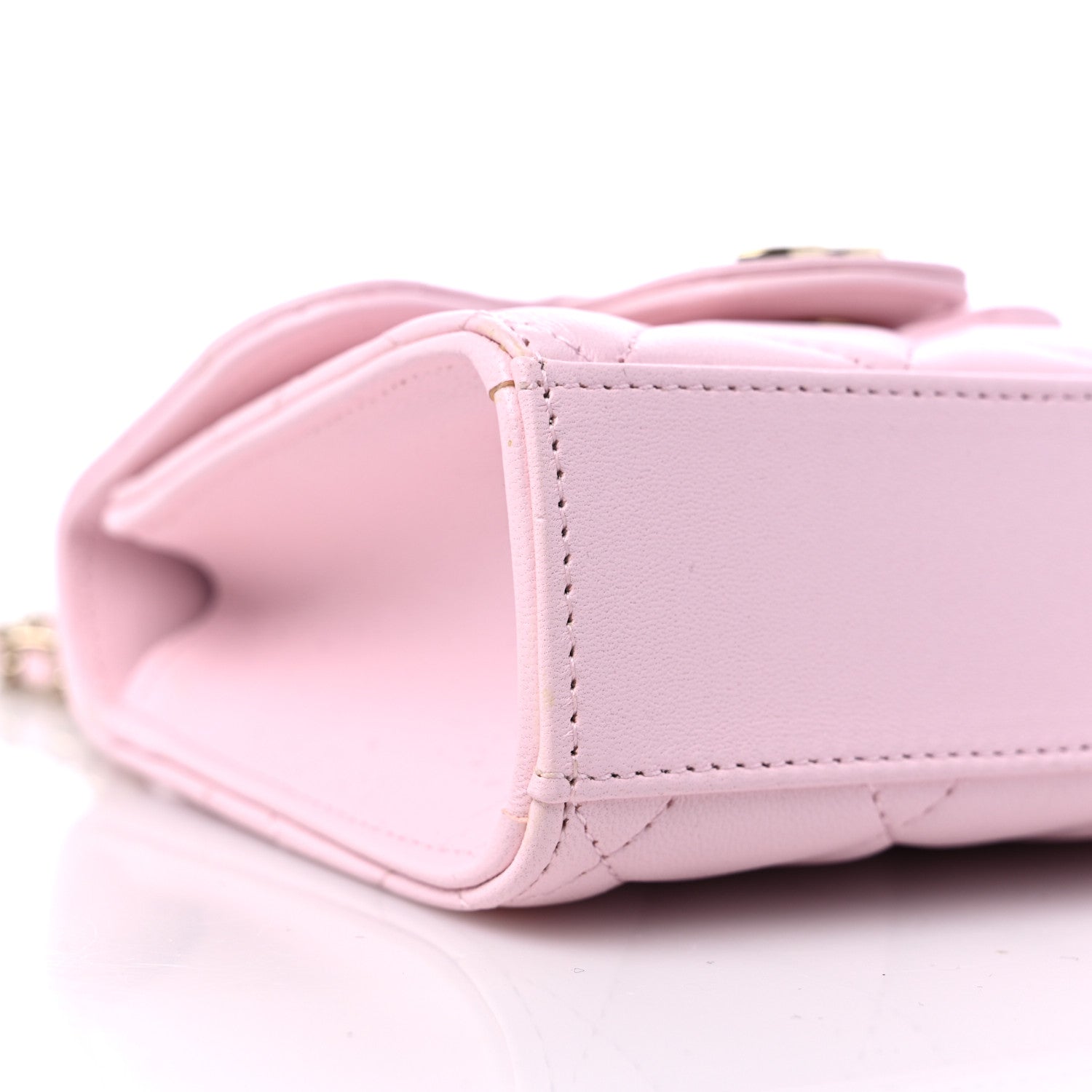Chanel Lambskin Quilted Top Handle Clutch With Chain Light Pink 9 of 12