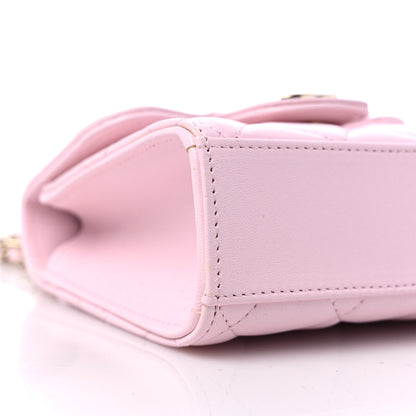 Chanel Lambskin Quilted Top Handle Clutch With Chain Light Pink 9 of 12