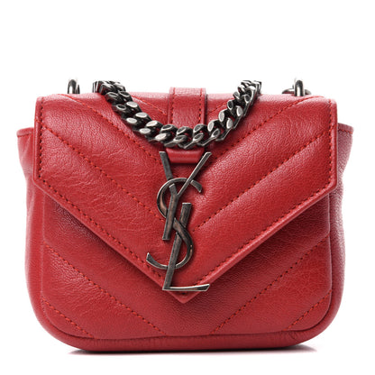 Saint Laurent Sheepskin Matelasse Monogram Mini College Bag New Red 1 of 6