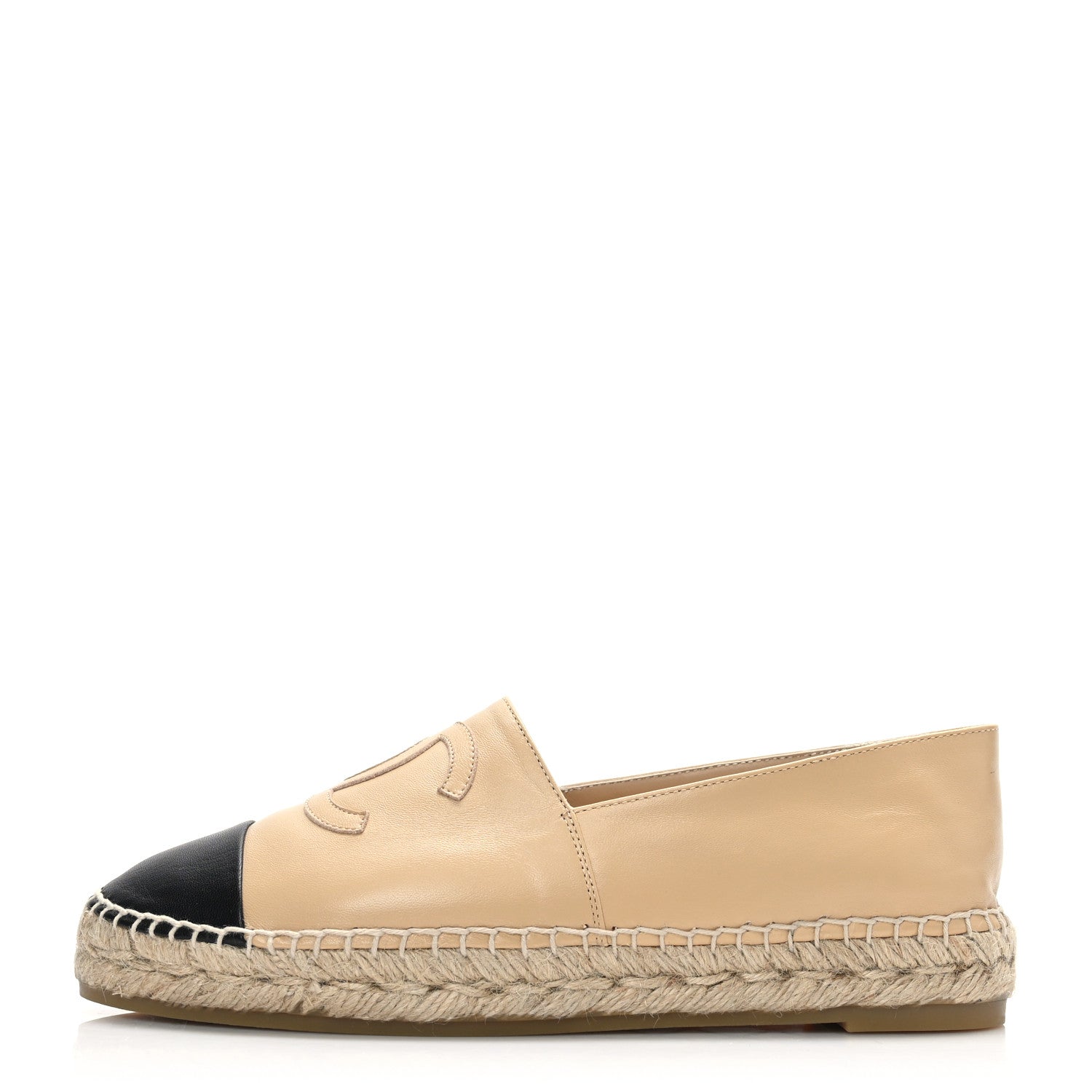 Chanel Lambskin CC Espadrilles 39 Beige Black 1 of 7
