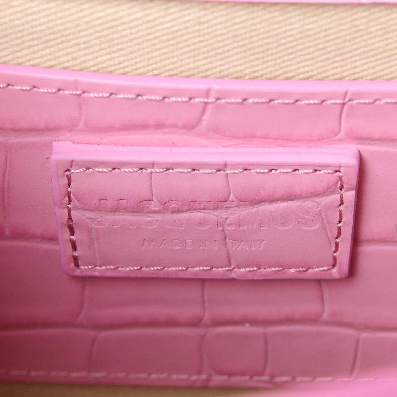 Jacquemus Calfskin Crocodile Embossed Le Grand Bambino Pink 6 of 10