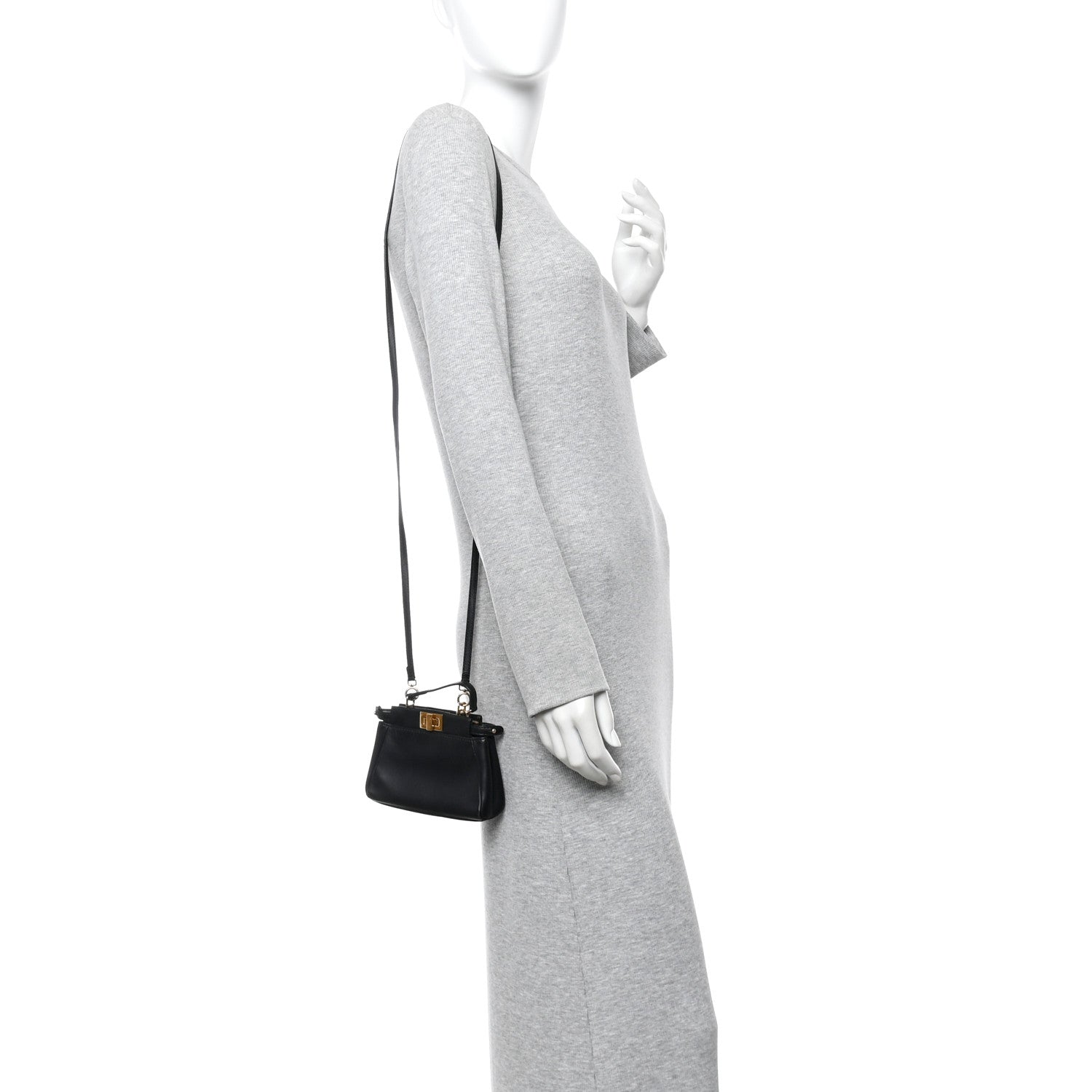 Fendi Nappa Micro Peekaboo Iconic Satchel Black 2 of 10