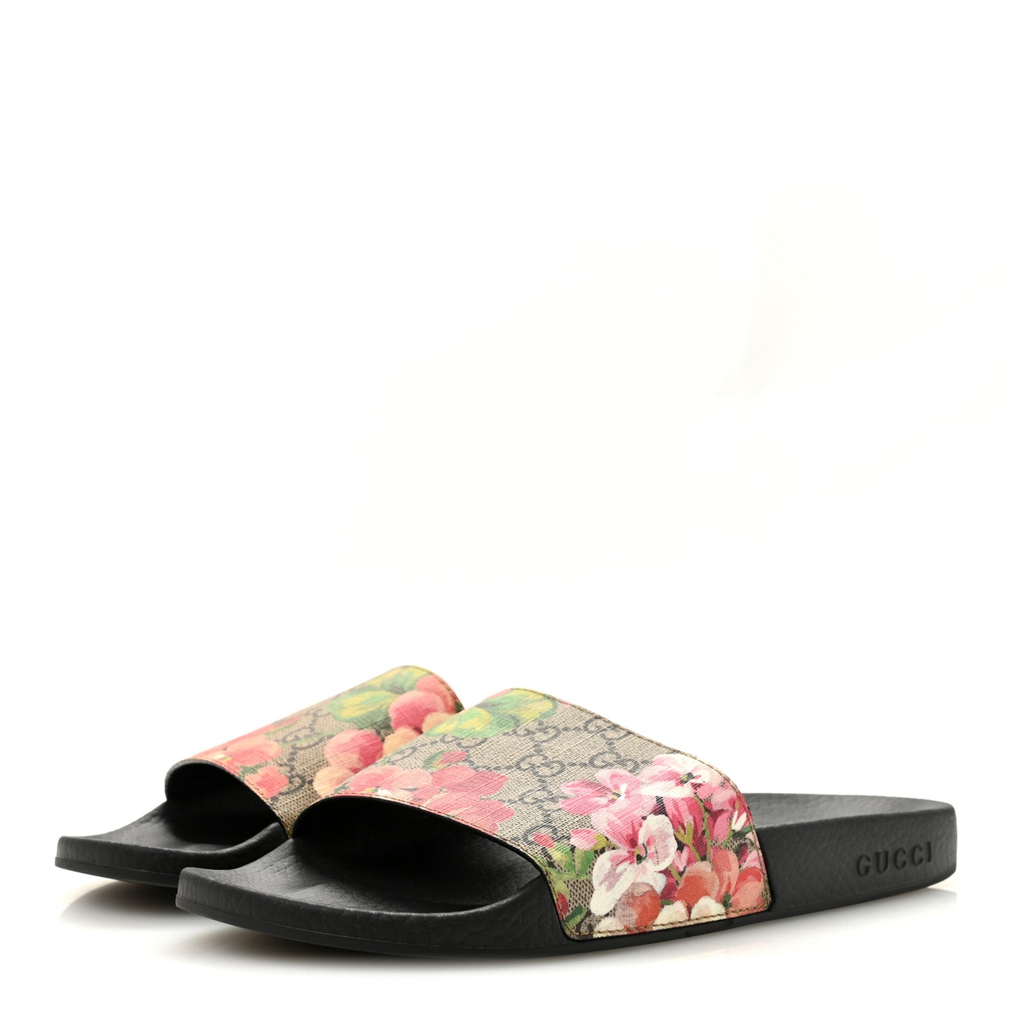GG Supreme Monogram Blooms Slide Sandals 40 Beige Multicolor