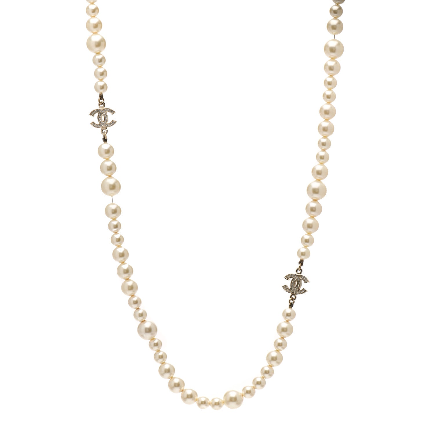 Chanel Pearl Multistrand CC Long Necklace Pearly White 1 of 4
