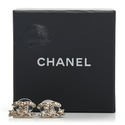 Chanel Crystal CC Starfall Earrings Gold 5 of 5