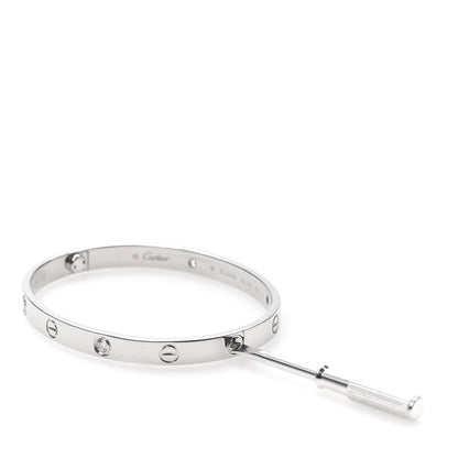 Cartier 18K White Gold 4 Diamond LOVE Bracelet 18 5 of 7
