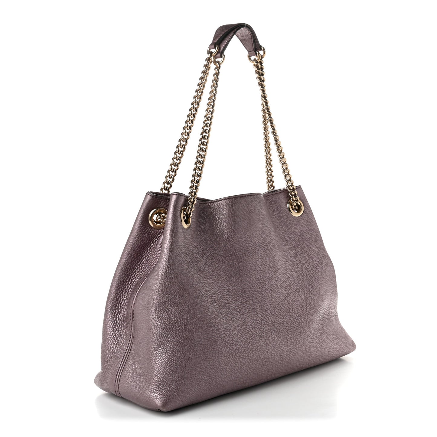 Metallic Pebbled Calfskin Medium Soho Chain Shoulder Bag Purple
