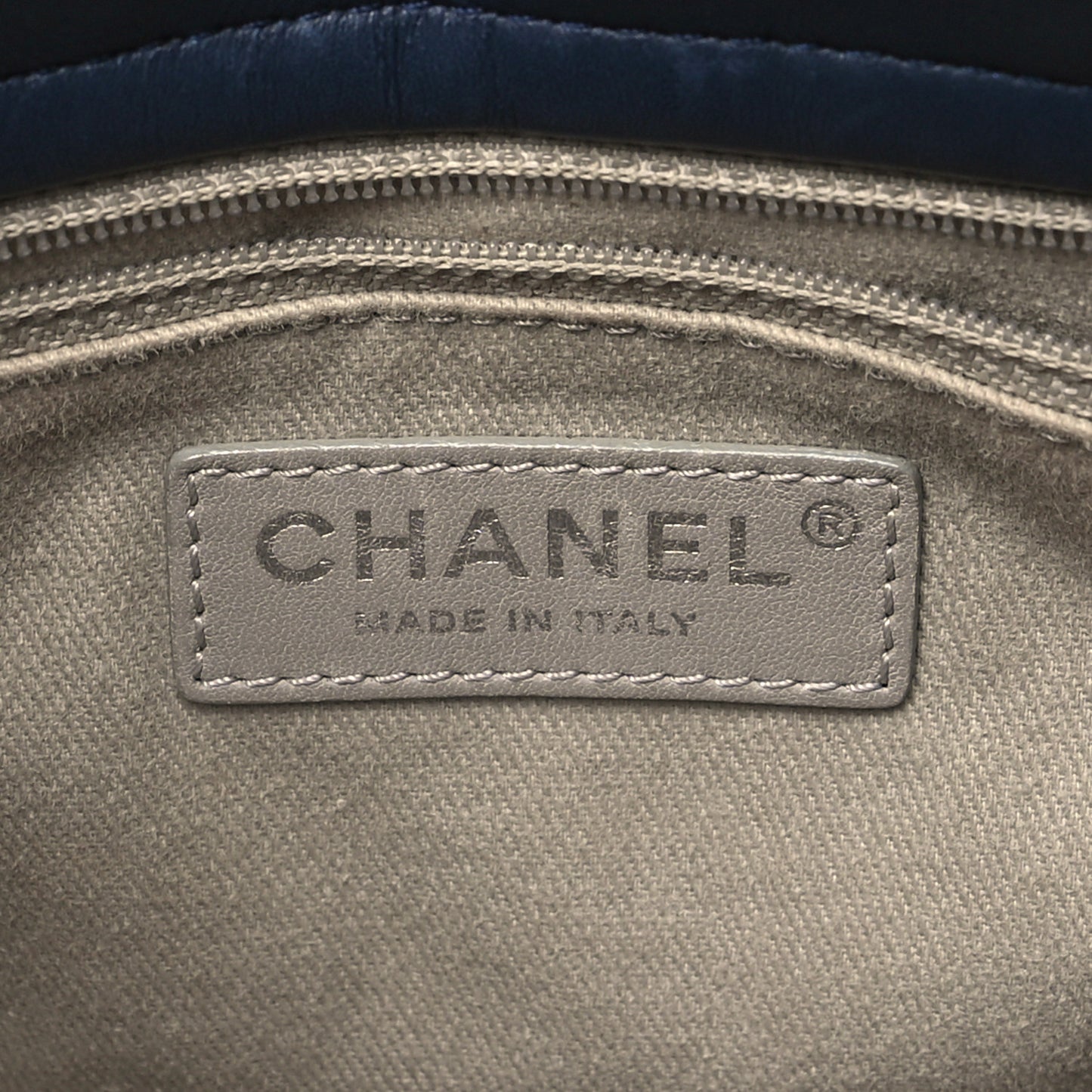 Calfskin Tweed Quilted Small Tote Navy Multicolor