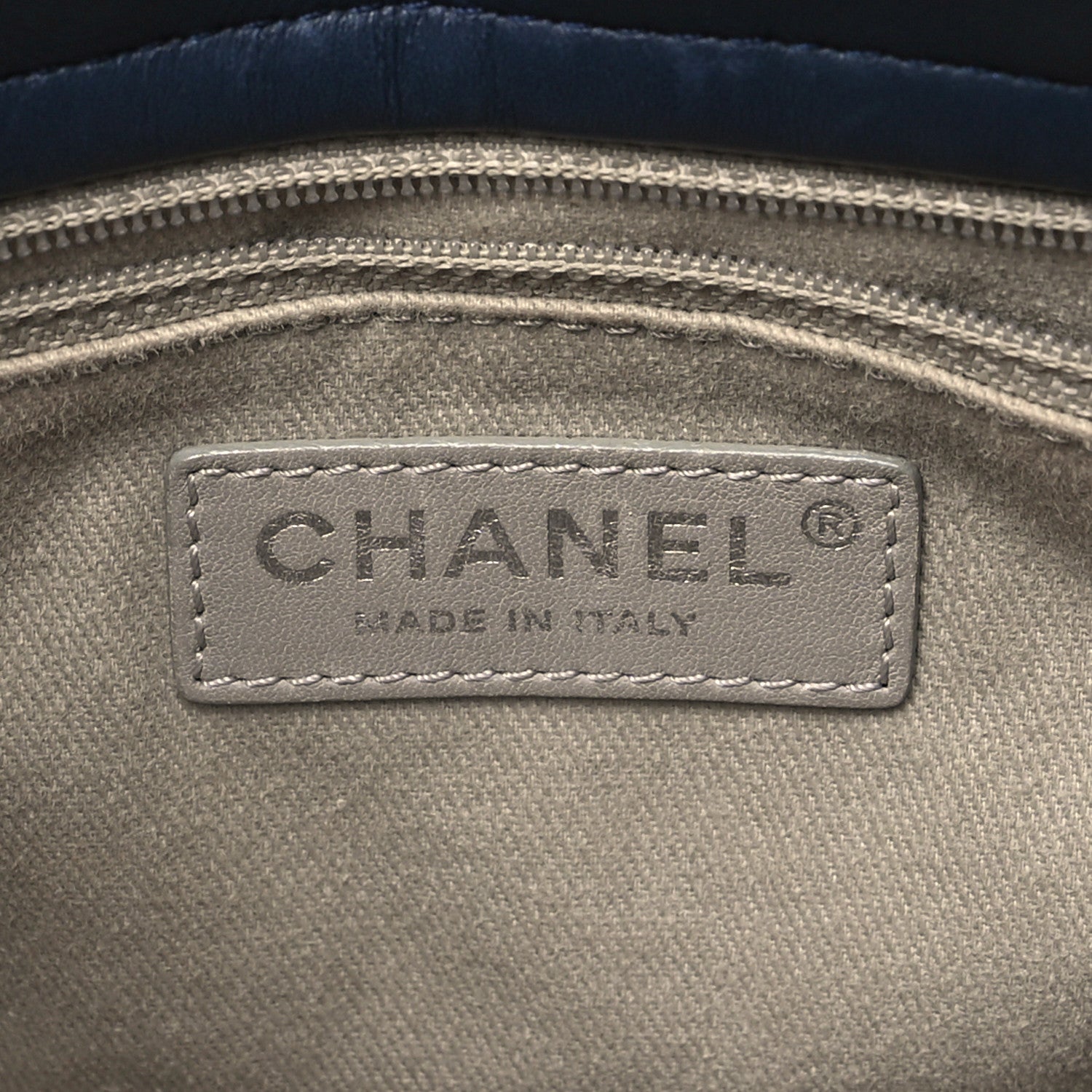 Chanel Calfskin Tweed Quilted Small Tote Navy Multicolor 6 of 12