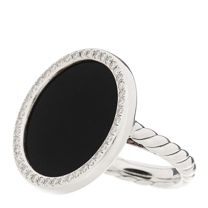 David Yurman Sterling Silver Diamond Black Onyx Elements Ring 49 5 3 of 5