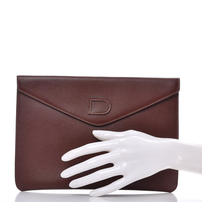 Delvaux Grained Calfskin Envelope Clutch Brown 2 of 7