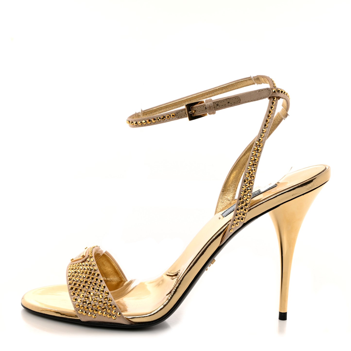 Satin Crystal Triangle Modellerie 100mm Sandals 40 Platino