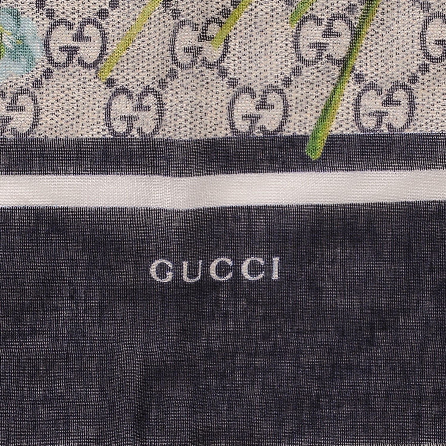 Gucci Modal Silk Monogram New Bloom GG Square Scarf Midnight Blue Sky Blue 5 of 8