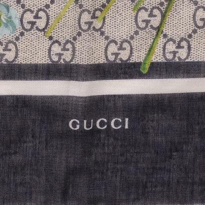 Gucci Modal Silk Monogram New Bloom GG Square Scarf Midnight Blue Sky Blue 5 of 8