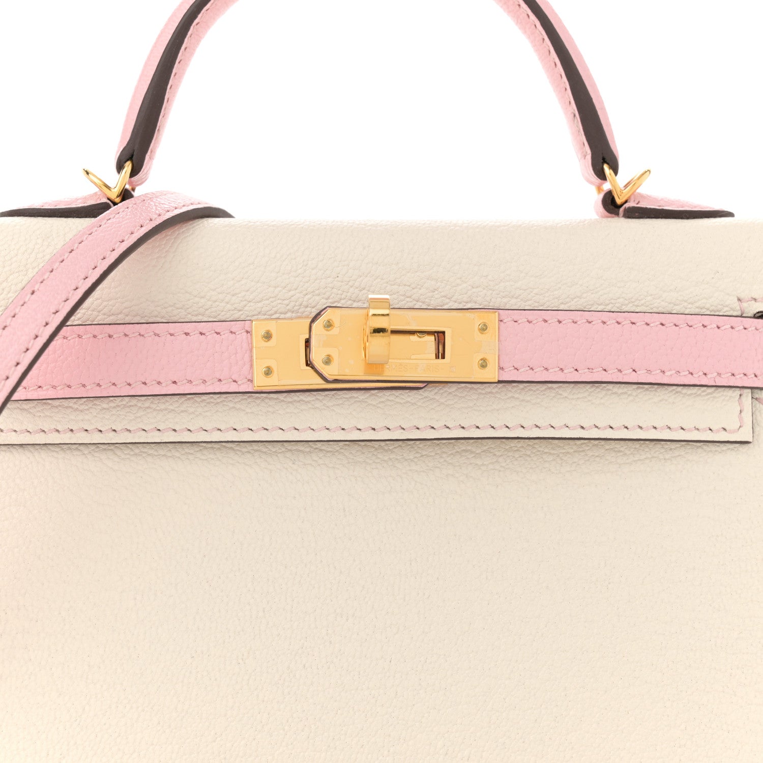 Hermes Chevre Mysore Horseshoe Mini Kelly Sellier 20 Nata Rose Sakura 8 of 12