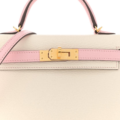 Hermes Chevre Mysore Horseshoe Mini Kelly Sellier 20 Nata Rose Sakura 8 of 12
