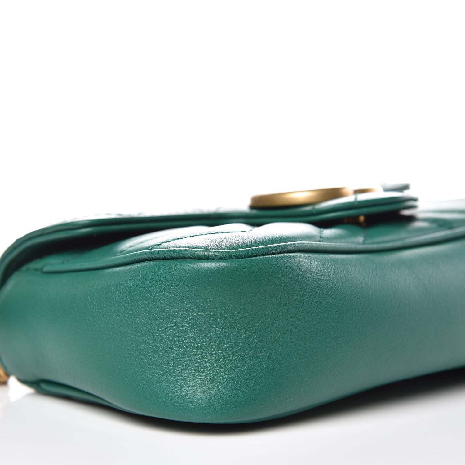 Gucci Calfskin Matelasse Super Mini GG Marmont Shoulder Bag Emerald Green 8 of 10