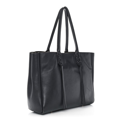 Lanvin Smooth Calfskin Small Fringe Shopper Tote Black 3 of 10