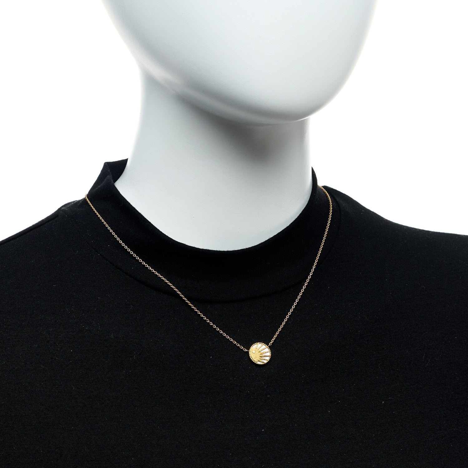 Christian Dior 18K Yellow Gold Platinum Diamond Black Onyx Mother of Pearl Rose Celeste Pendant Necklace 2 of 6