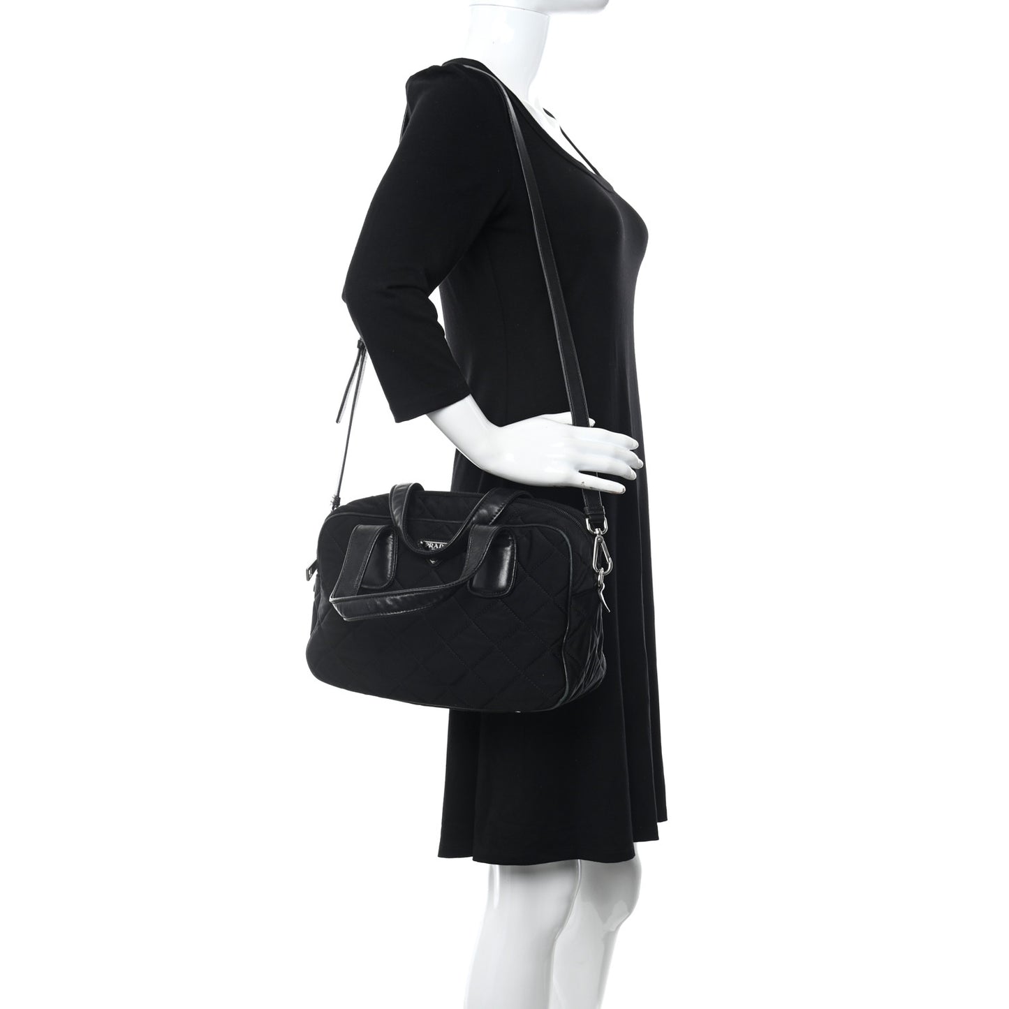 Nylon Tessuto Impuntu Quilted Bowler Black