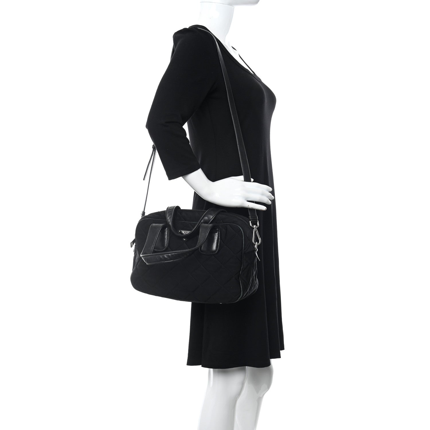 Prada Nylon Tessuto Impuntu Quilted Bowler Black 2 of 9