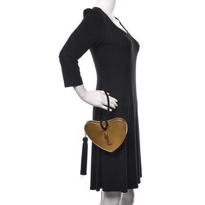 Saint Laurent Metallic Calfskin Heart Clutch Gold 2 of 8